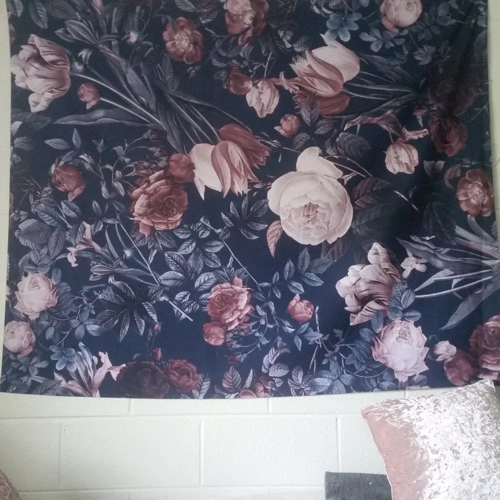 Society 6 Night Forest Tapestry Dark Purple Floral